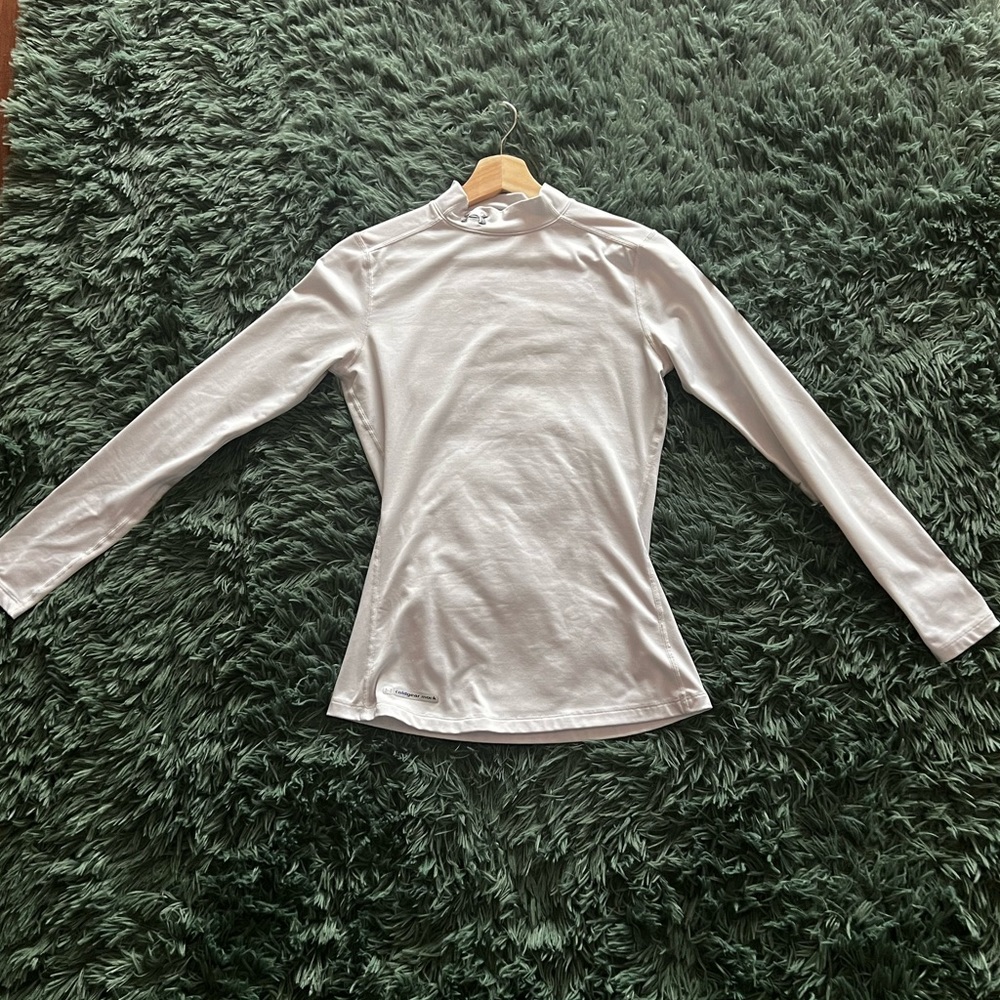 Small White Under Armour Fitted Coldgear Mock